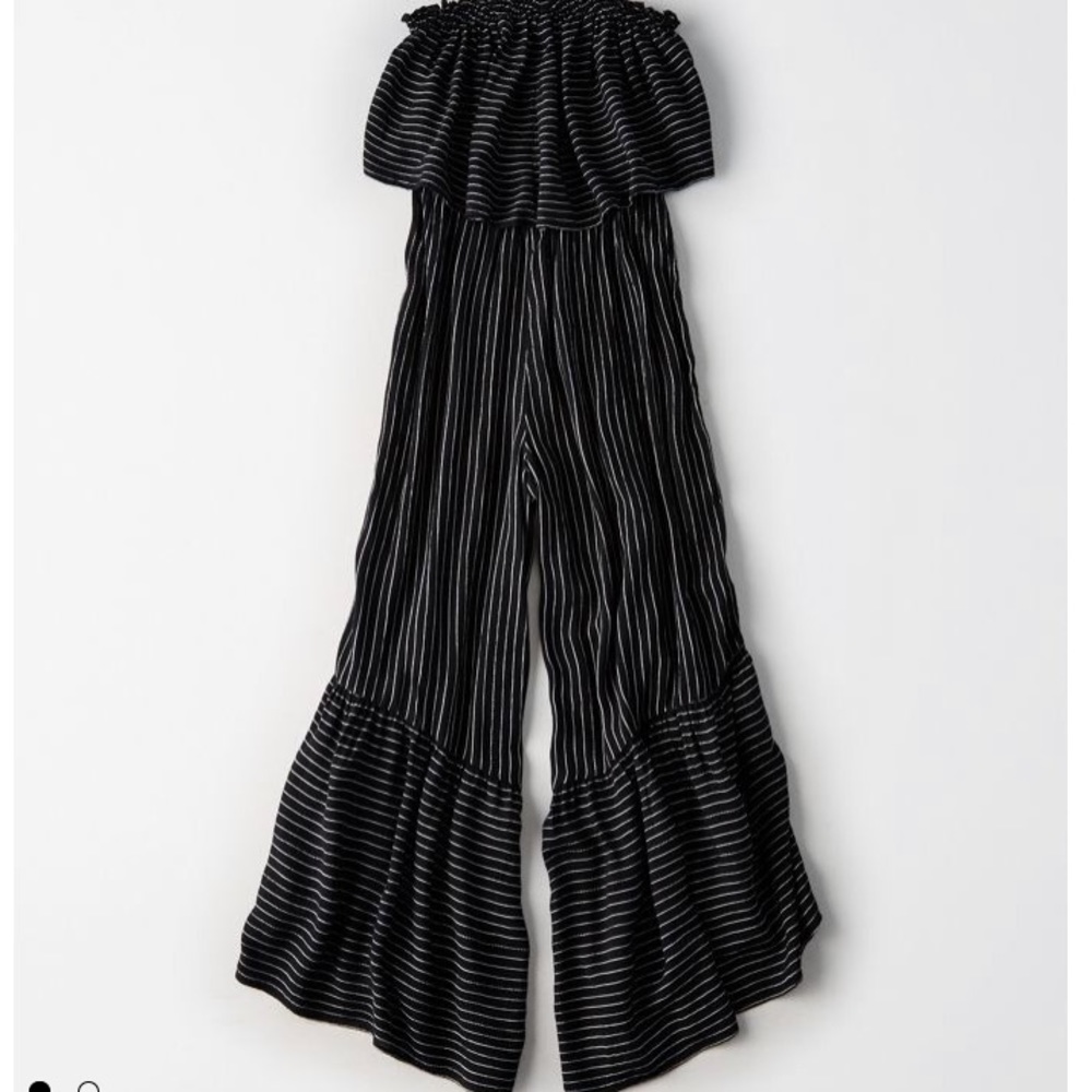AE ruffle strapless stripes jumpsuit